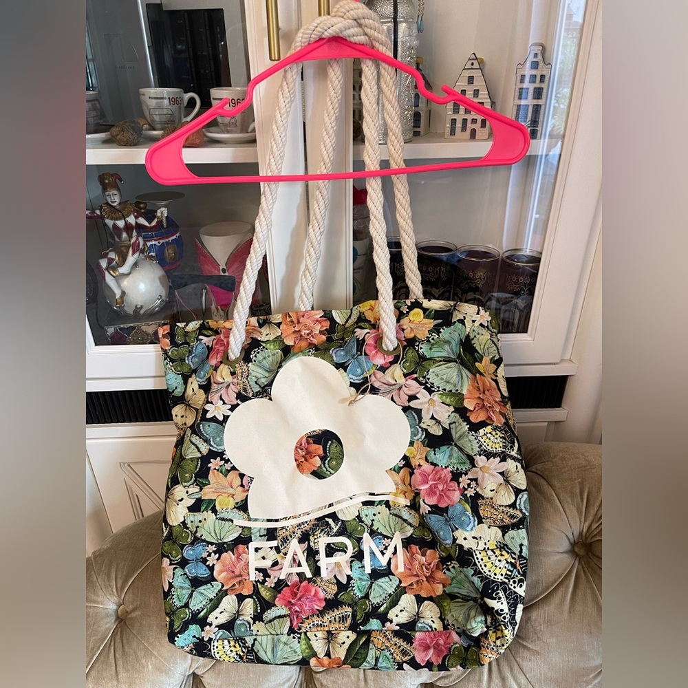Colorful beach bag with butterflies and flowers